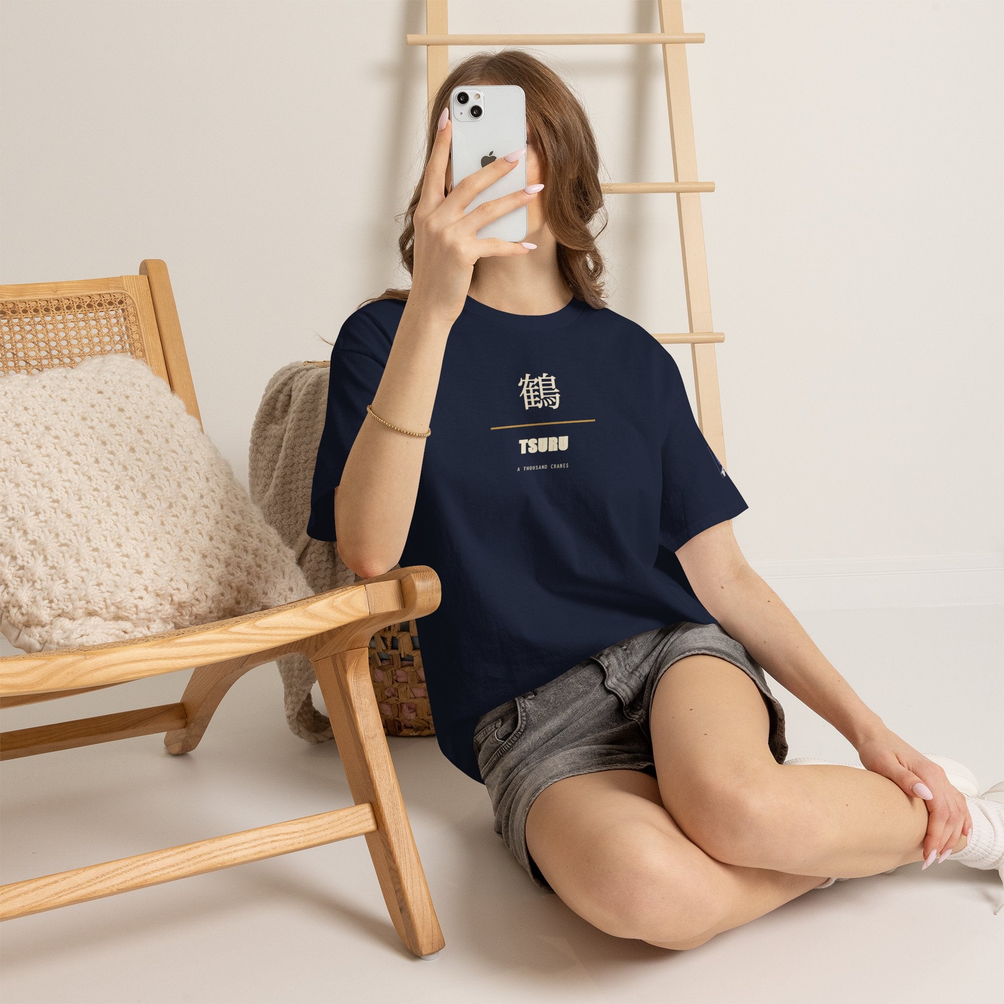 Japanese Crane Tsuru Kanji Tee | Minimalist Origami Zen Shirt