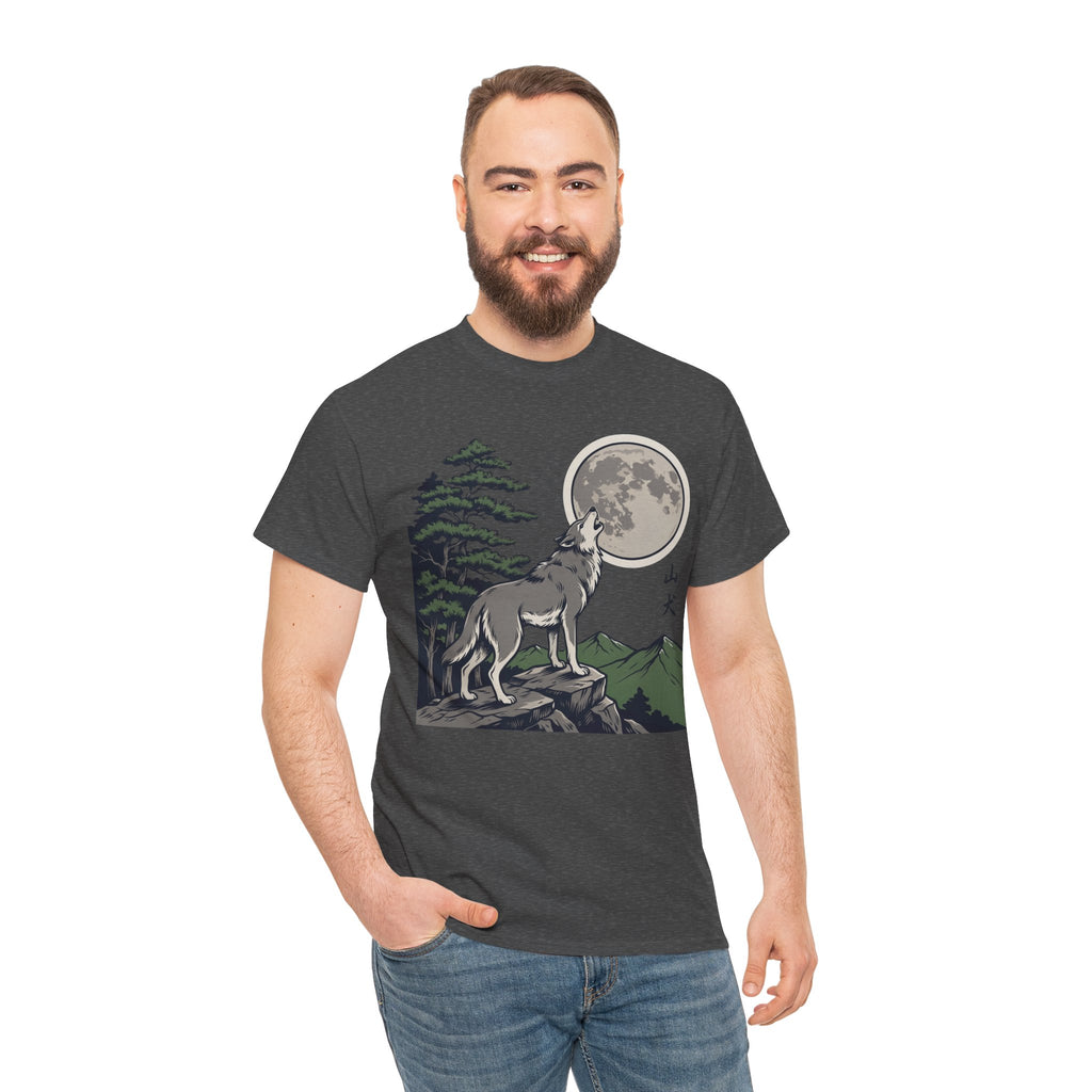 Japanese Wolf T-Shirt — 山犬 Yamainu Mountain Dog Men's Tee | Japan Mythology Gift