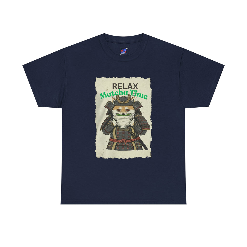 Samurai Shiba Inu Drinking Matcha Tee — Relax Matcha Time Graphic T-Shirt