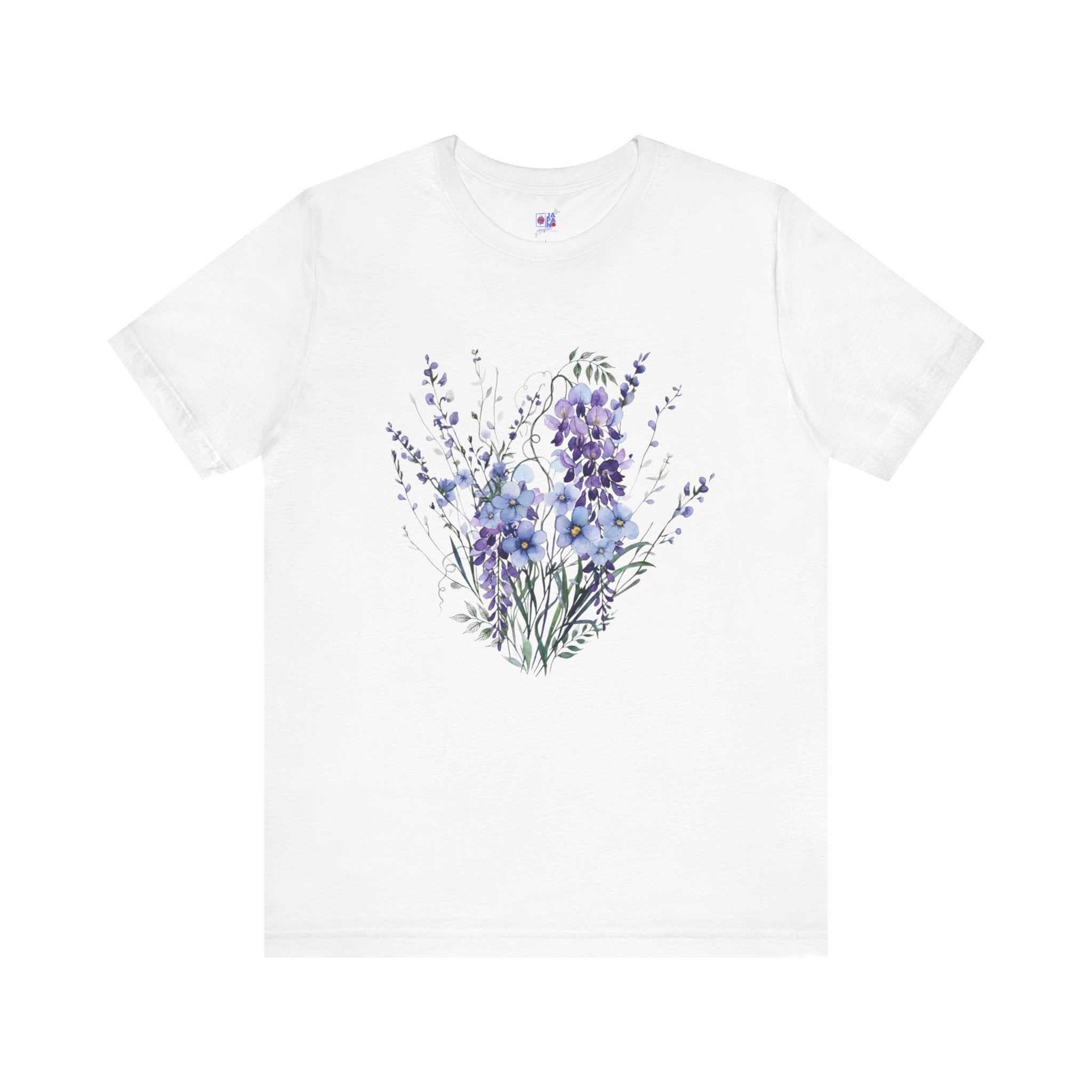 Japanese Wisteria and Forget-Me-Not T-Shirt | Fuji Wasurenagusa Dark Floral Tee | Japan Botanical Moonlit Garden Shirt