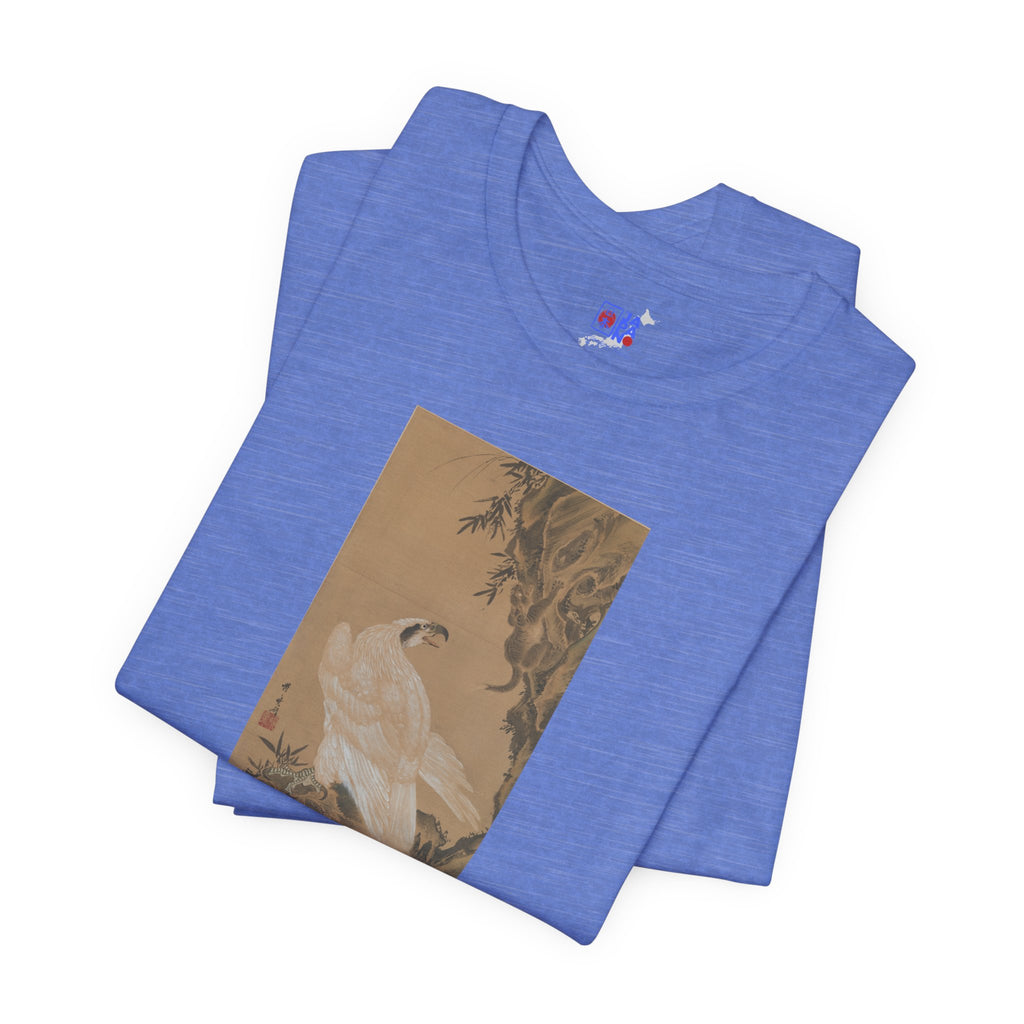 Kawanabe Kyōsai "White Eagle Eyeing a Mountain Lion" | Meiji-era Japanese Art Tee (Light)