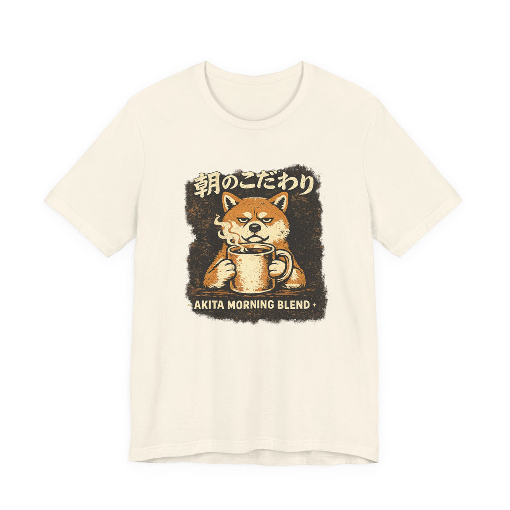 Akita Morning Blend Tee | Shiba Inu Coffee Dog Illustration