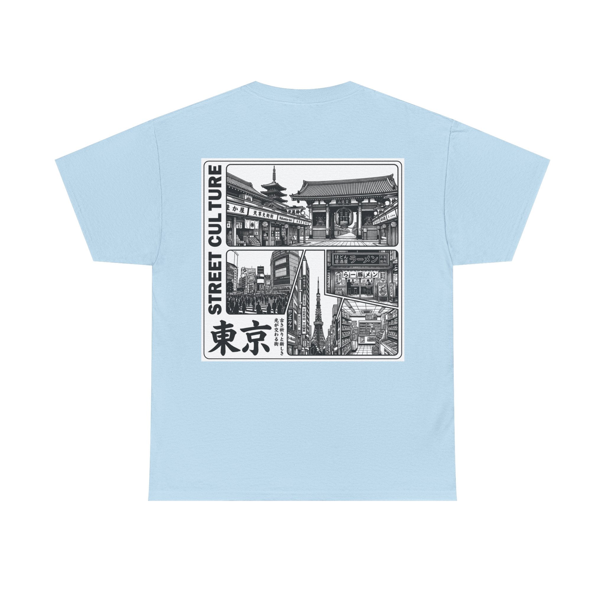 Tokyo Street Culture T-Shirt | 東京 Vintage Manga Front & Back Print | Japan City Series Tee