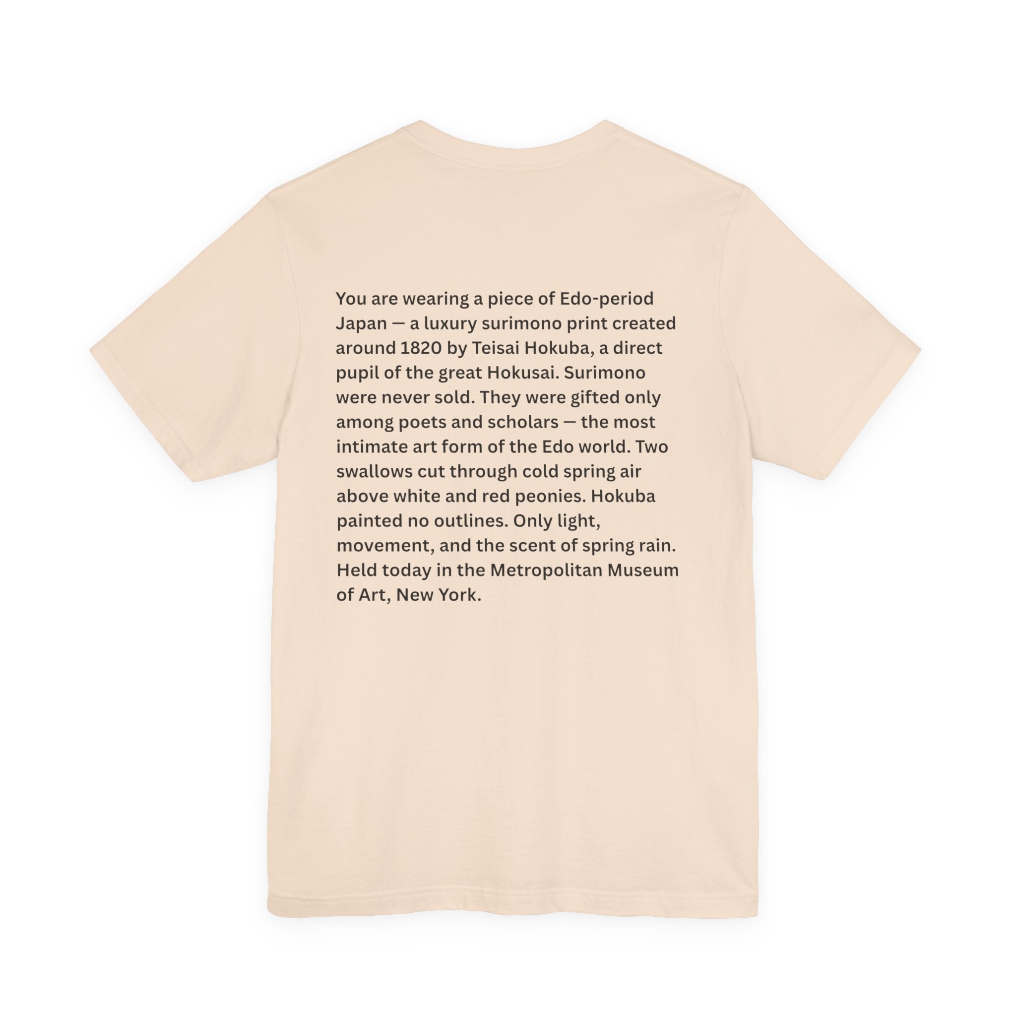 Teisai Hokuba "Swallows and Peonies" | Edo-period Surimono Art Tee (Light)