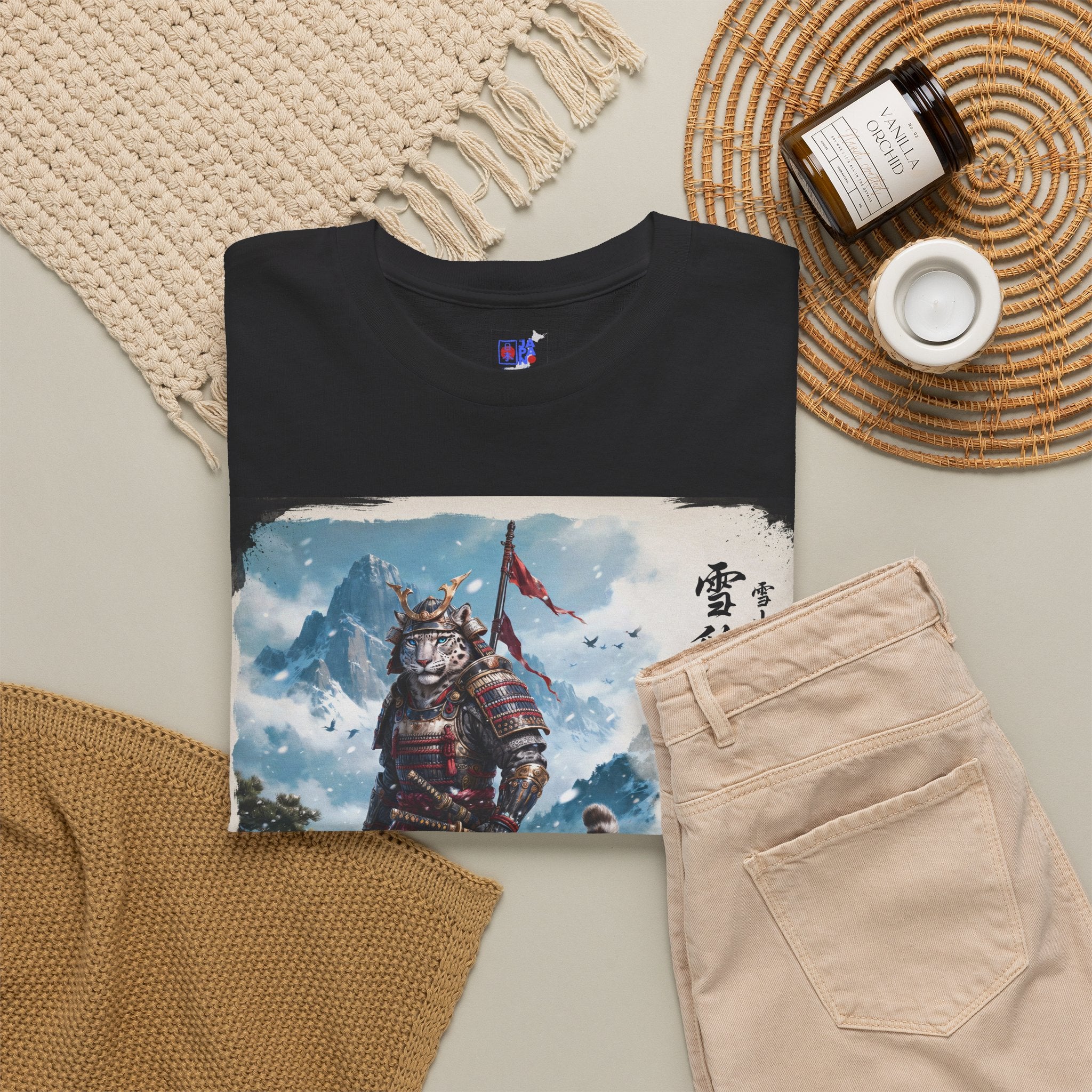 Snow Leopard Samurai T-Shirt — 雪豹武士 Soul of the Snow Mountain | Yukihyo Bushi Japanese Warrior Spirit Graphic Tee