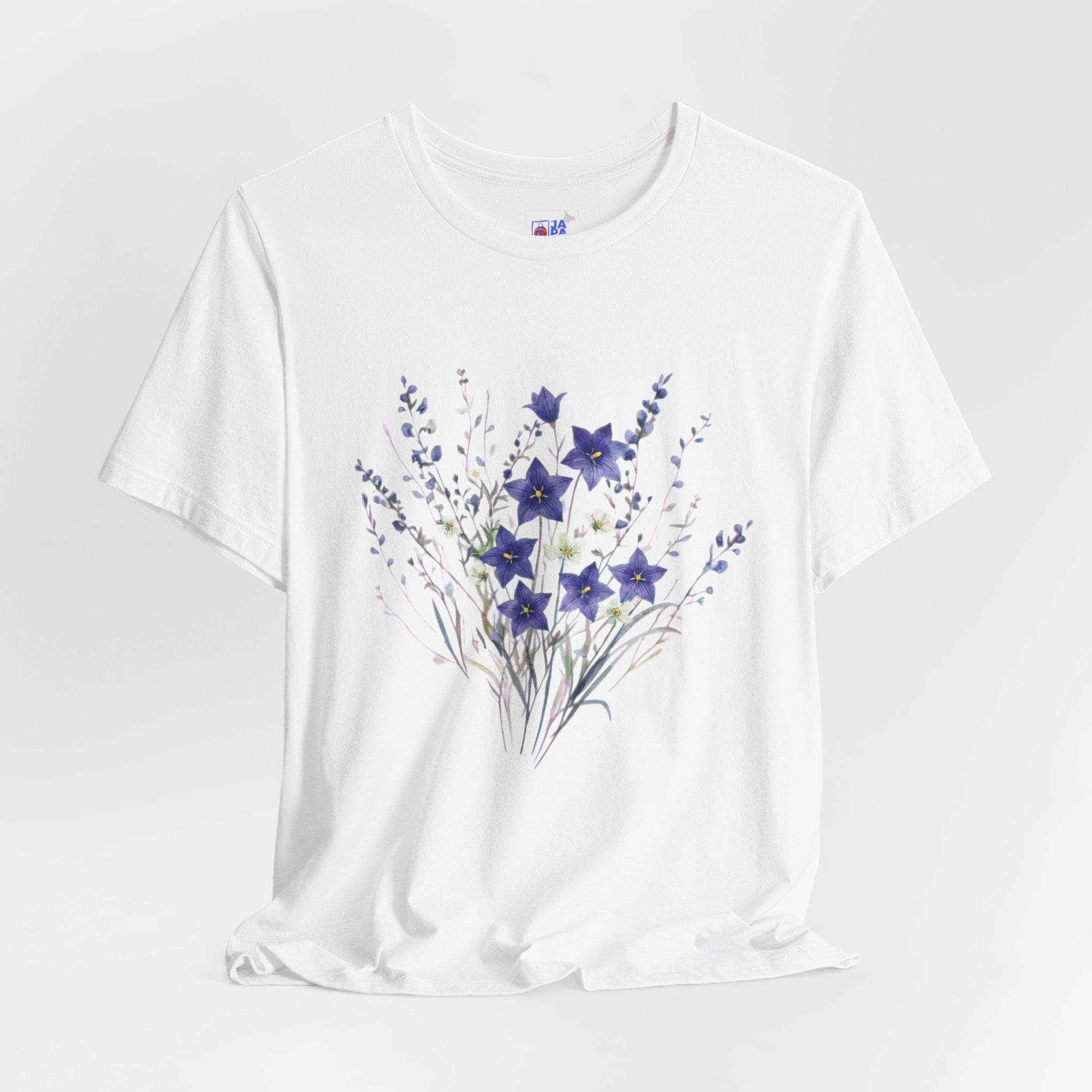 Japanese Kikyō Balloon Flower T-Shirt | Deep Purple Floral Dark Tee | Japan Autumn Botanical Art Shirt