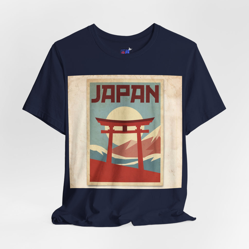Japan Vintage Travel Poster T-Shirt — Torii Gate Sunrise Mountain Tee