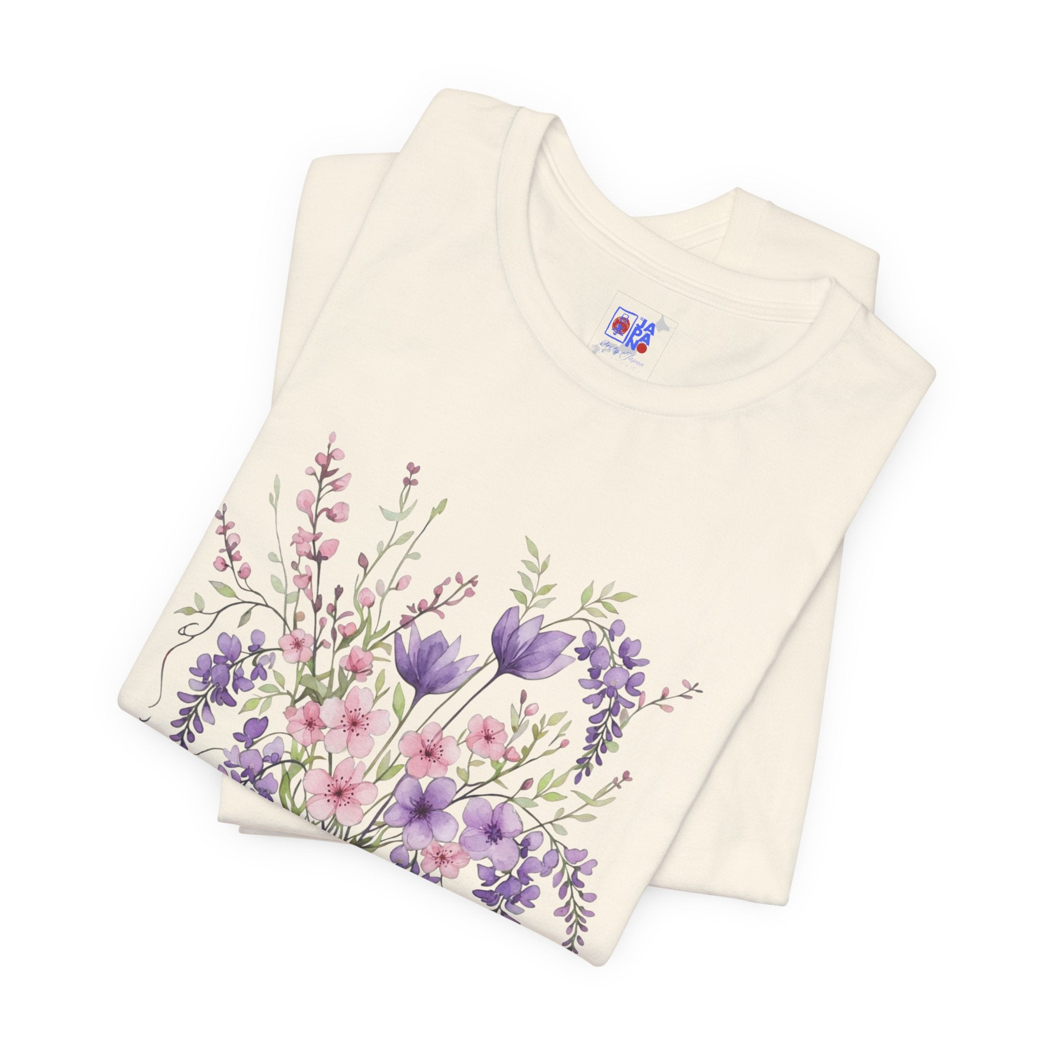 Japanese Wisteria and Sakura Bouquet T-Shirt | Fuji Cherry Blossom Dark Floral Tee | Japan Spring Flower Art Shirt