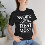 Work Like a Samurai Rest Like a Monk T-Shirt – Bushido and Zen The Japanese Way – Vintage Typography Mindfulness Productivity Tee