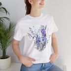 Japanese Wisteria and Forget-Me-Not T-Shirt | Fuji Wasurenagusa Dark Floral Tee | Japan Botanical Moonlit Garden Shirt