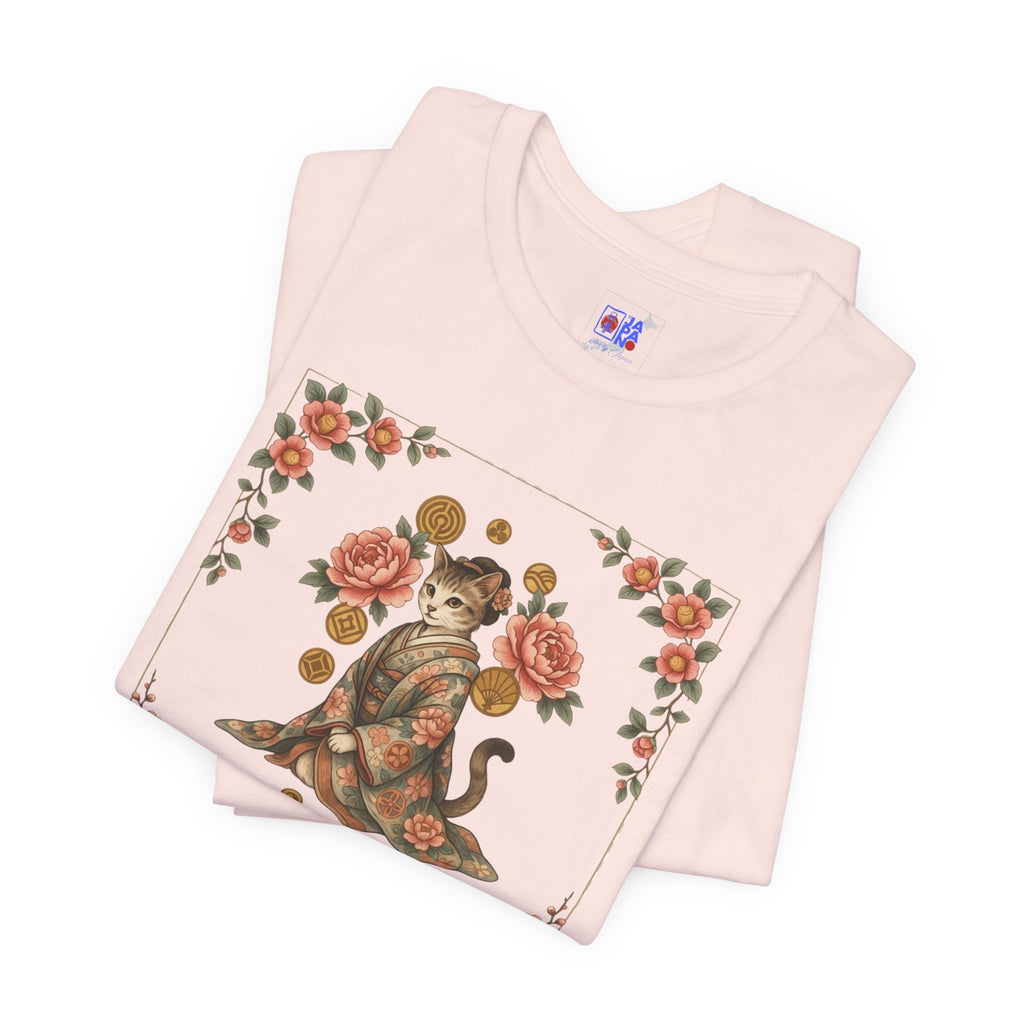 Floral Vintage Cat Tee — '美貓' Asian-Inspired Graphic T-Shirt