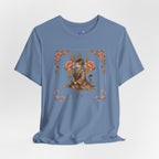 Floral Vintage Cat Tee — '美貓' Asian-Inspired Graphic T-Shirt