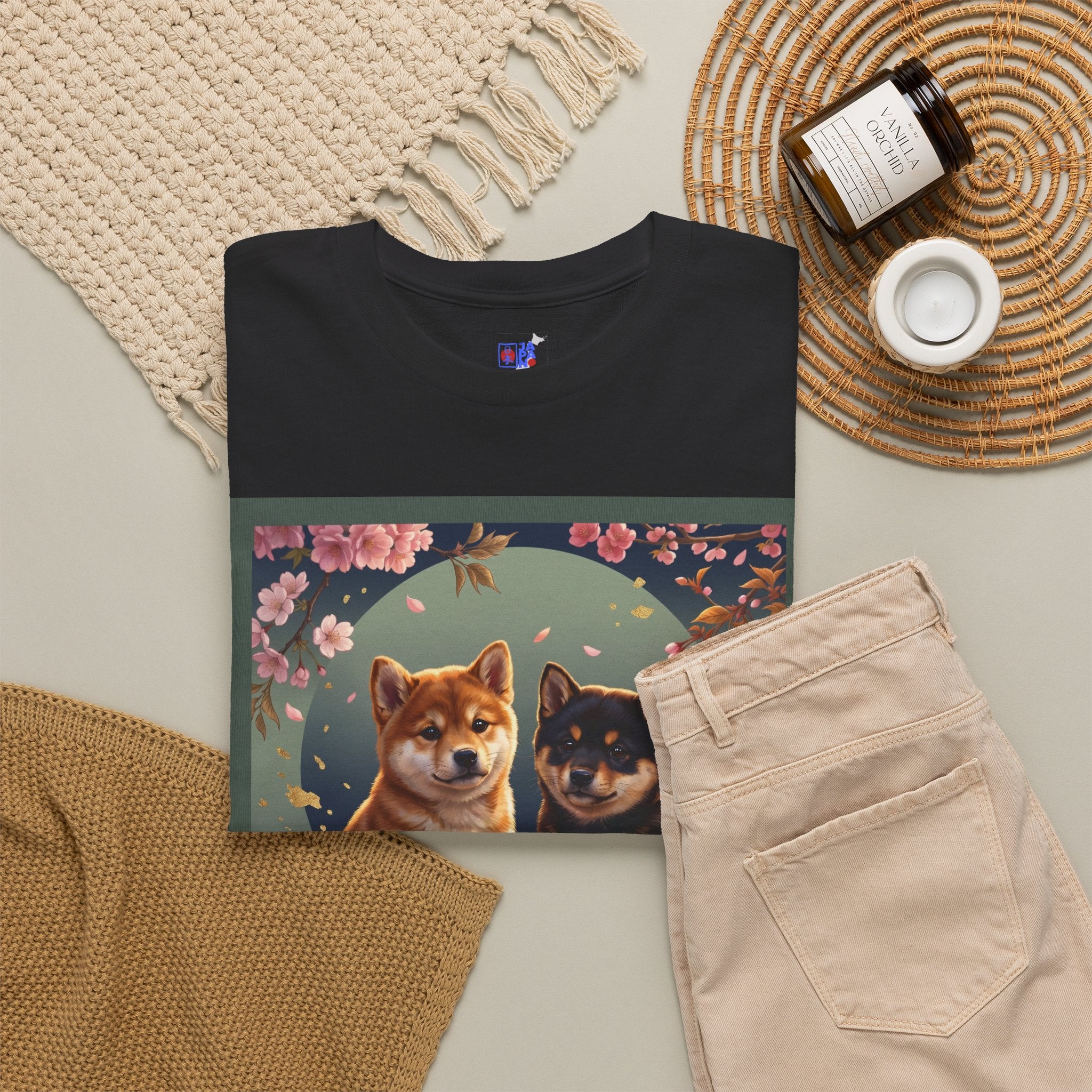 Shiba Inu Puppies Duo T-Shirt — Cute Cherry Blossom Dog Tee