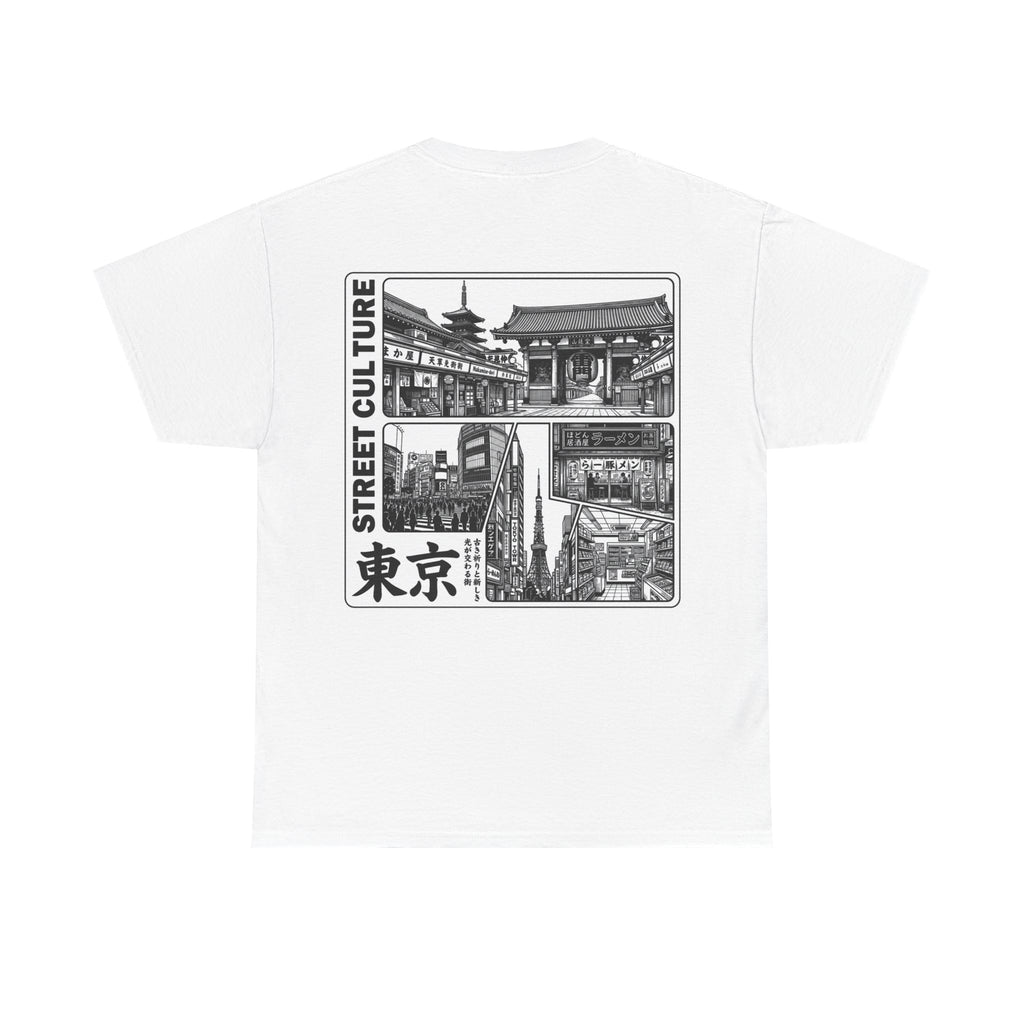 Tokyo Street Culture T-Shirt | 東京 Vintage Manga Front & Back Print | Japan City Series Tee