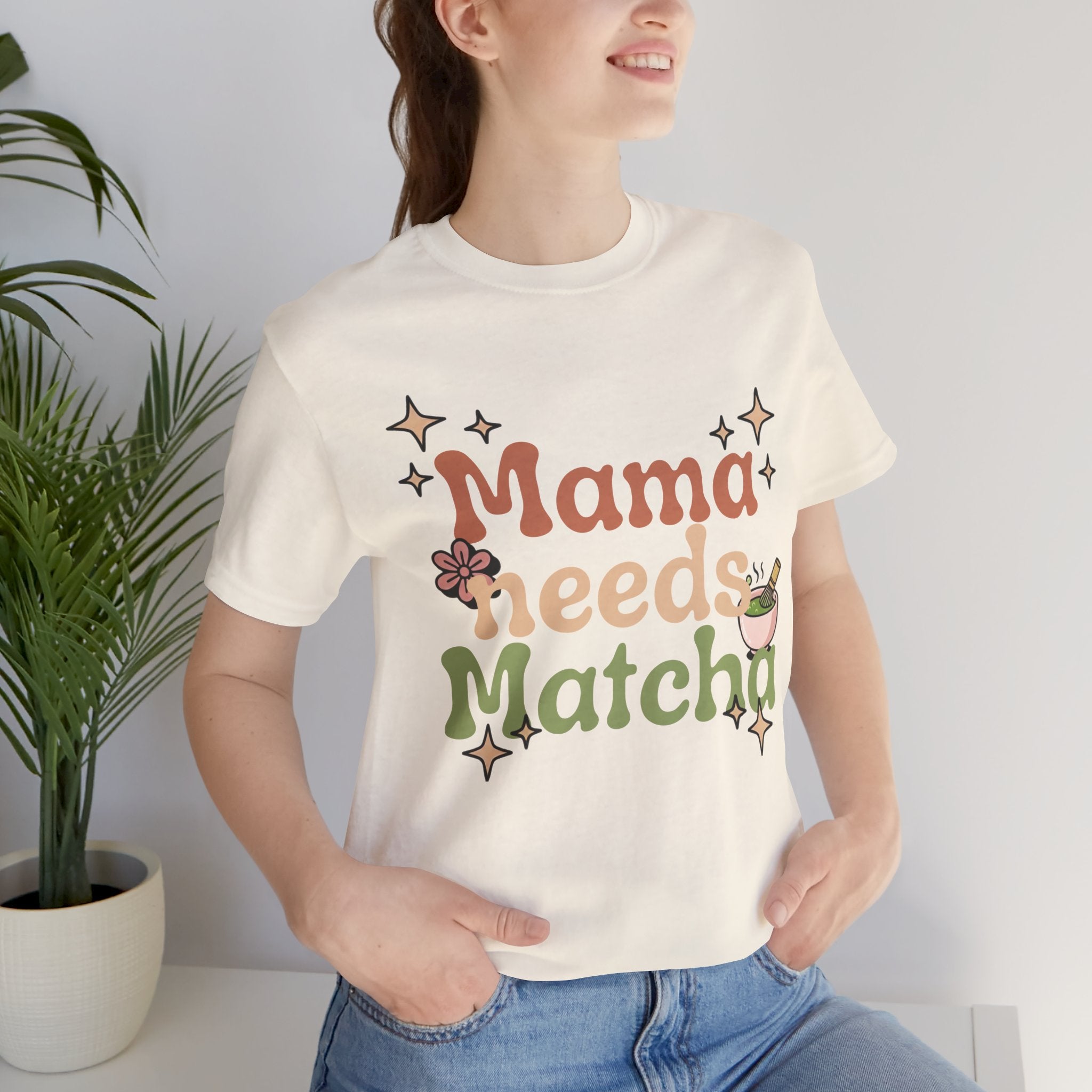 Mama Needs Matcha T-Shirt | Matcha Tea Mom Tee, Cute Floral Typography