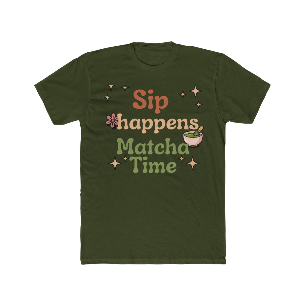 Sip Happens Matcha Time Tee | Front-Print Typography Graphic | Matcha Collection