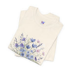 Japanese Autumn Garden Floral Tee — Kikyō, Cosmos & Morning Glory Bouquet