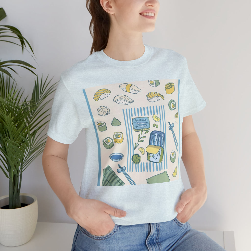 Sushi Picnic Tee, Cute Bento & Sushi Illustration T-Shirt