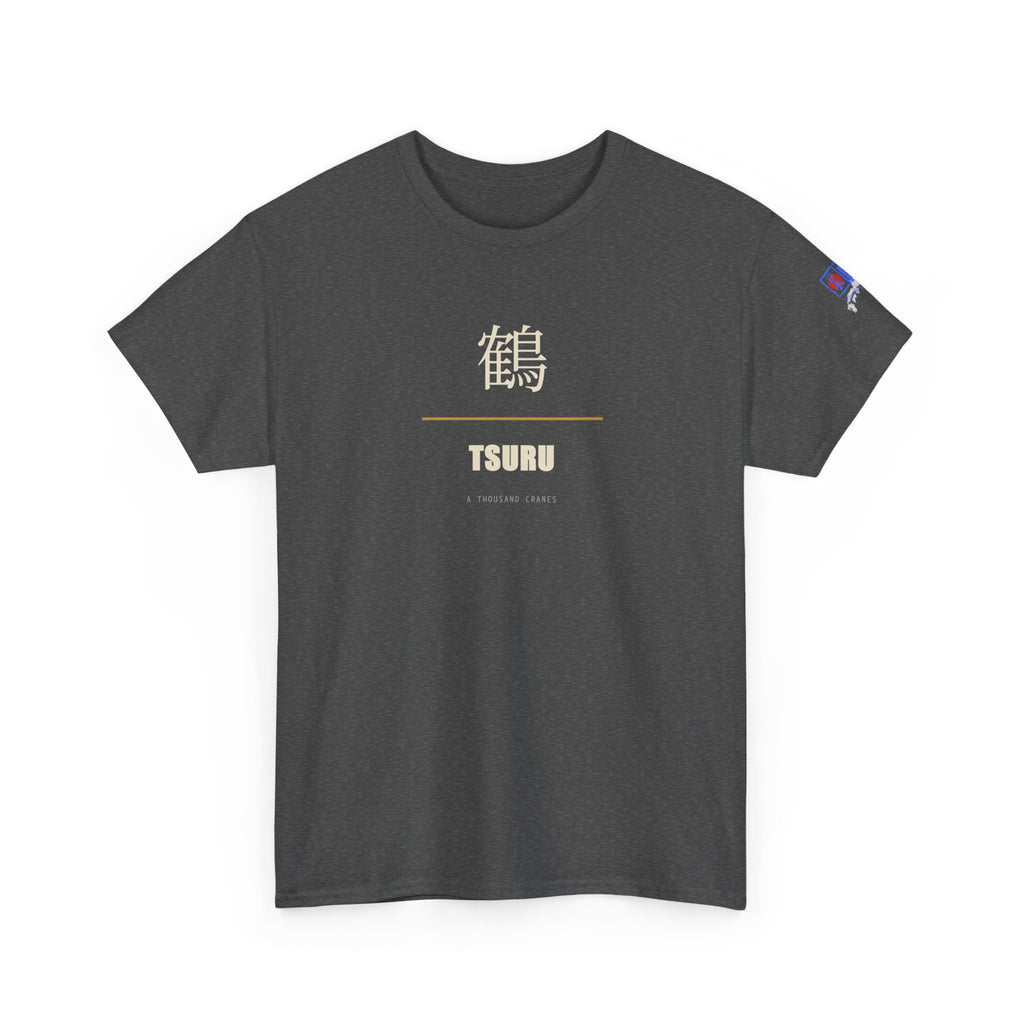 Japanese Crane Tsuru Kanji Tee | Minimalist Origami Zen Shirt