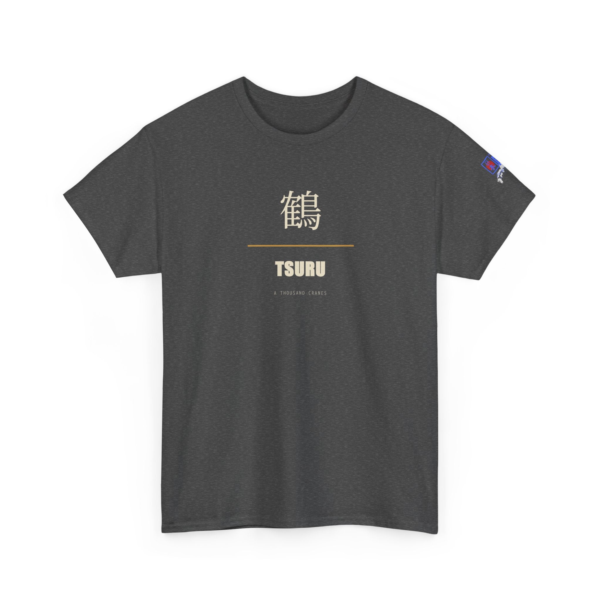 Japanese Crane Tsuru Kanji Tee | Minimalist Origami Zen Shirt
