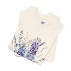 Japanese Wisteria and Forget-Me-Not T-Shirt | Fuji Wasurenagusa Dark Floral Tee | Japan Botanical Moonlit Garden Shirt