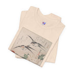 Teisai Hokuba "Swallows and Peonies" | Edo-period Surimono Art Tee (Light)