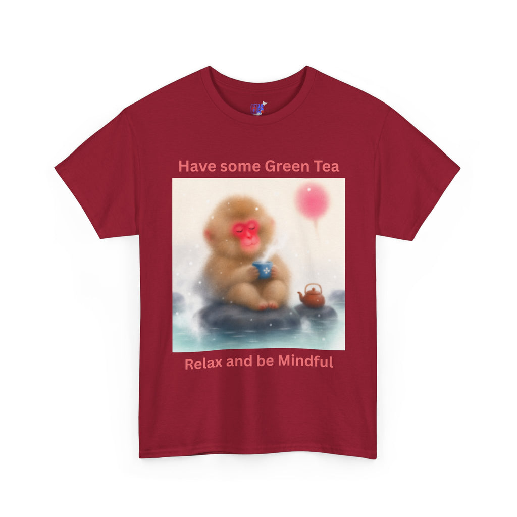 Mindful Monkey Tee — "Have Some Green Tea, Relax and Be Mindful" Cute Zen T-Shirt