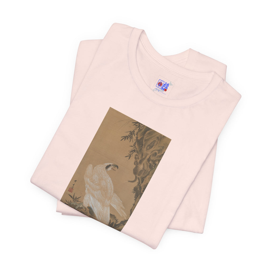 Kawanabe Kyōsai "White Eagle Eyeing a Mountain Lion" | Meiji-era Japanese Art Tee (Light)