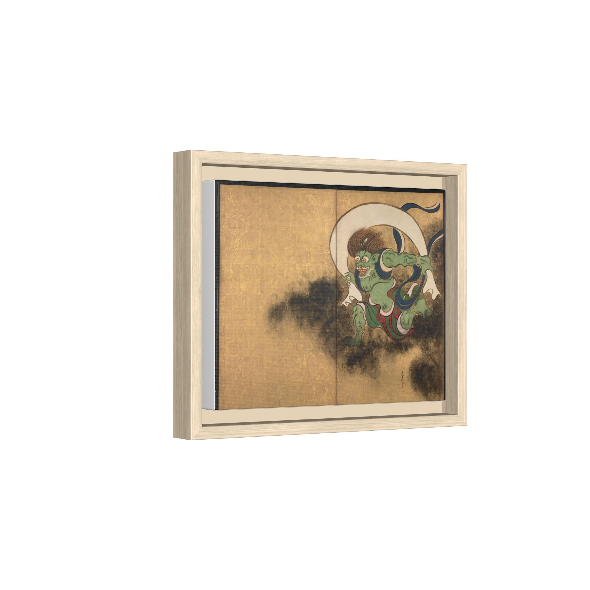 Fujin Wind God Framed Canvas Print, Ogata Korin Edo Period Japanese Art, Rinpa Schoo, Museum Reproduction, Japanese Mythology Wall Art