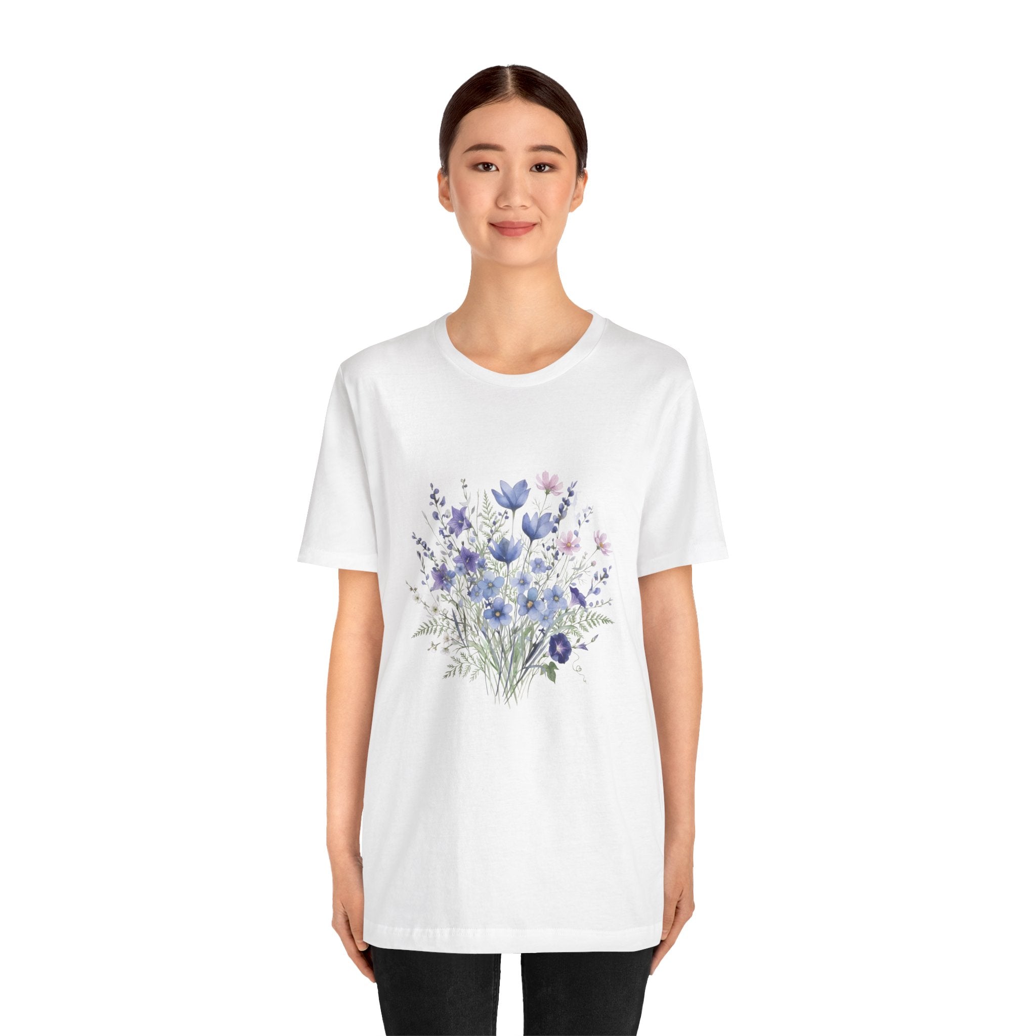 Japanese Autumn Garden Floral Tee | Kikyo Cosmos Morning Glory Bouquet