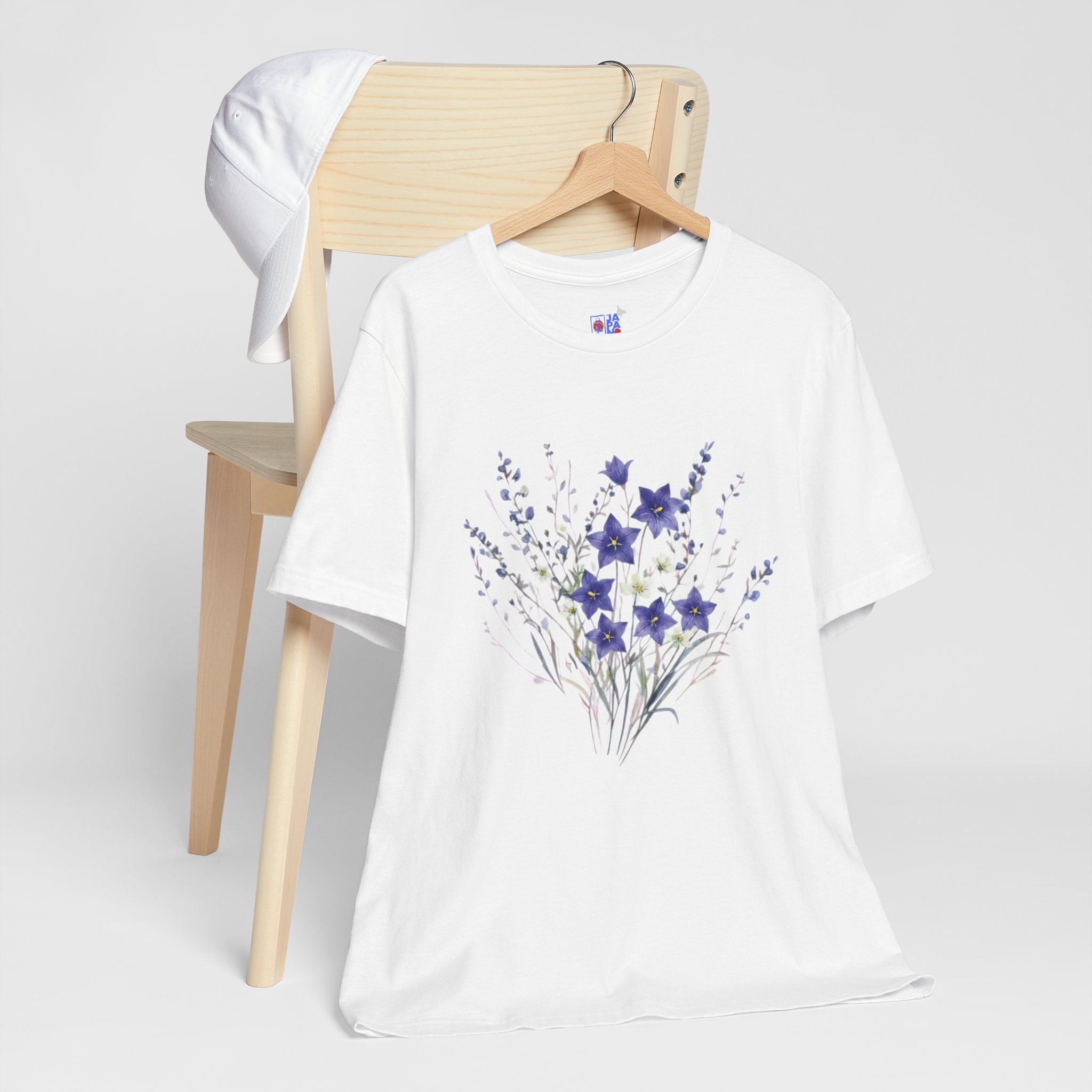 Kikyo (Balloon Flower) Floral Japanese Tee | Deep Purple Autumn Botanical Shirt