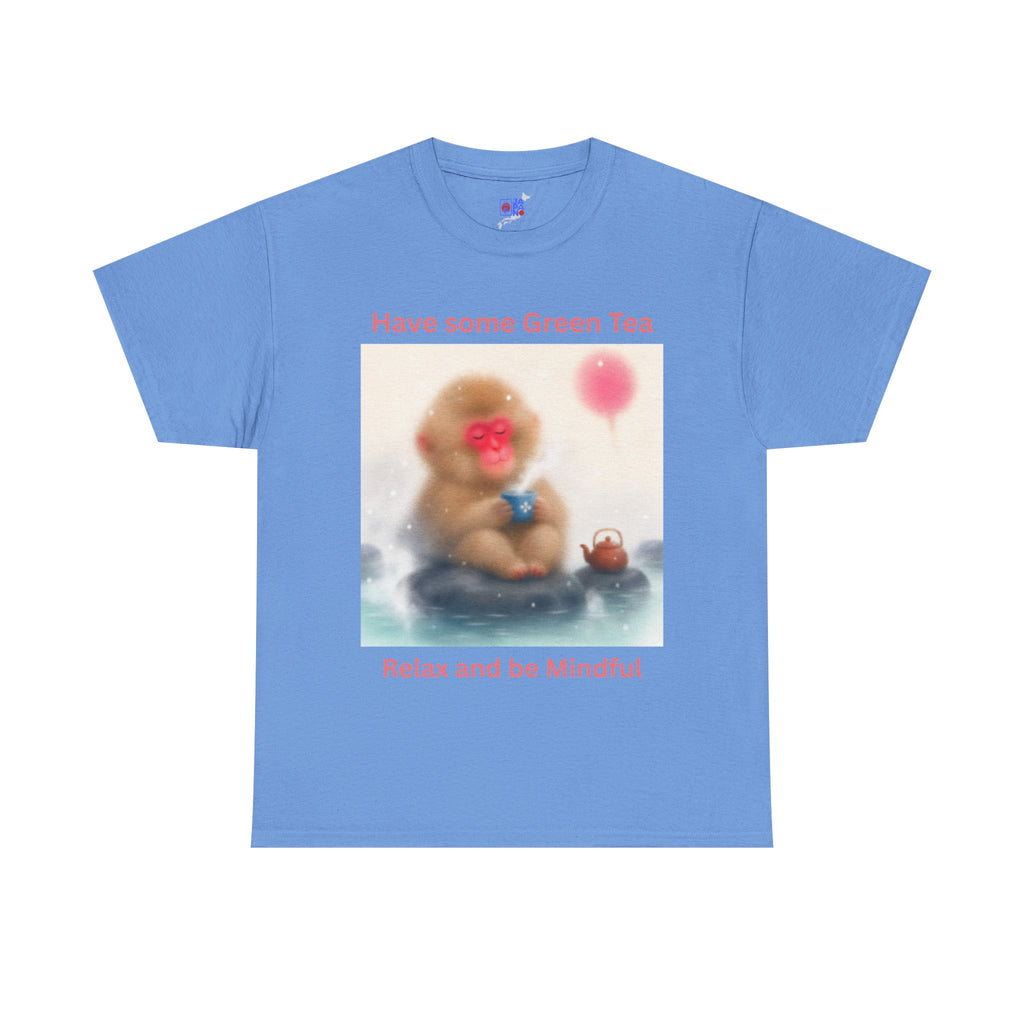 Mindful Monkey Tee — "Have Some Green Tea, Relax and Be Mindful" Cute Zen T-Shirt