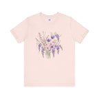 Japanese Wisteria and Sakura Bouquet T-Shirt | Fuji Cherry Blossom Dark Floral Tee | Japan Spring Flower Art Shirt
