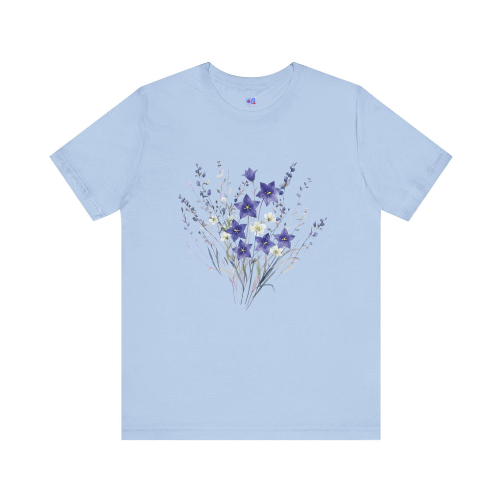 Kikyo (Balloon Flower) Floral Japanese Tee | Deep Purple Autumn Botanical Shirt