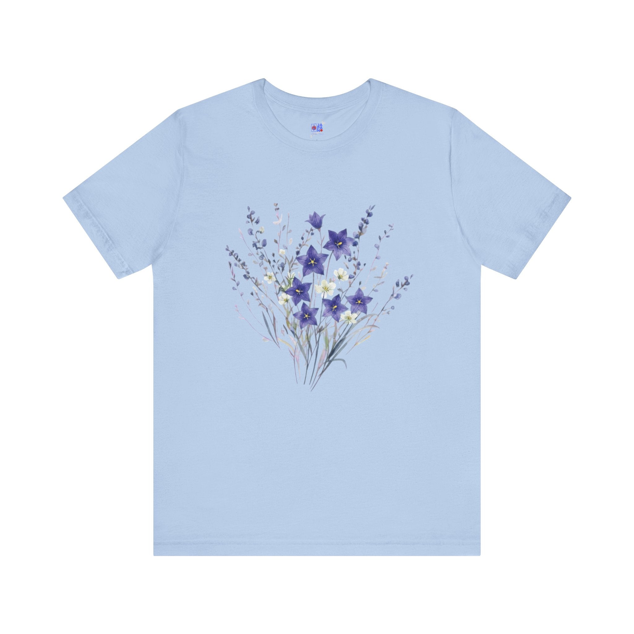Kikyo (Balloon Flower) Floral Japanese Tee | Deep Purple Autumn Botanical Shirt