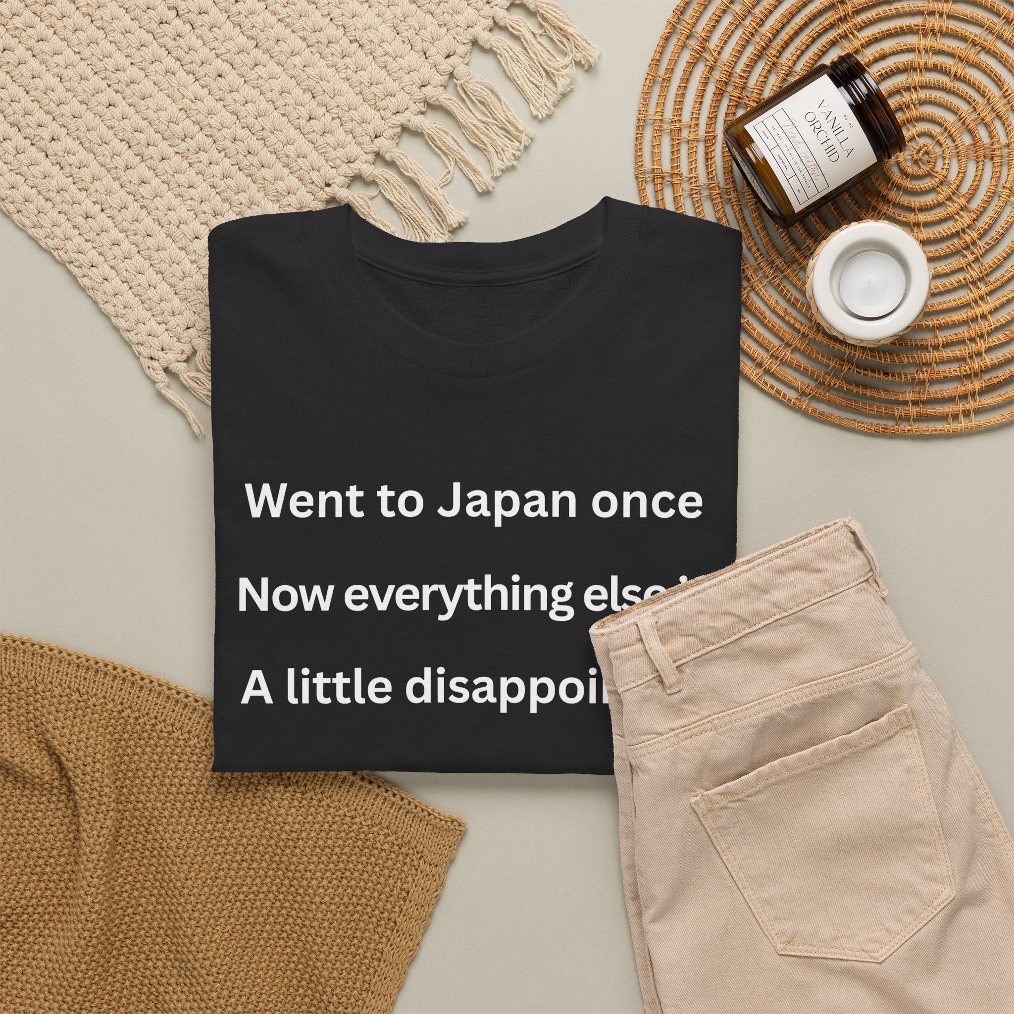 Went to Japan Once. Now Everything Else Is a Little Disappointing. | Front & Back Japan Graphic Tee — Dark Edition
