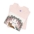 Leopard Garden Tee — Vintage Botanical Cat Graphic Shirt