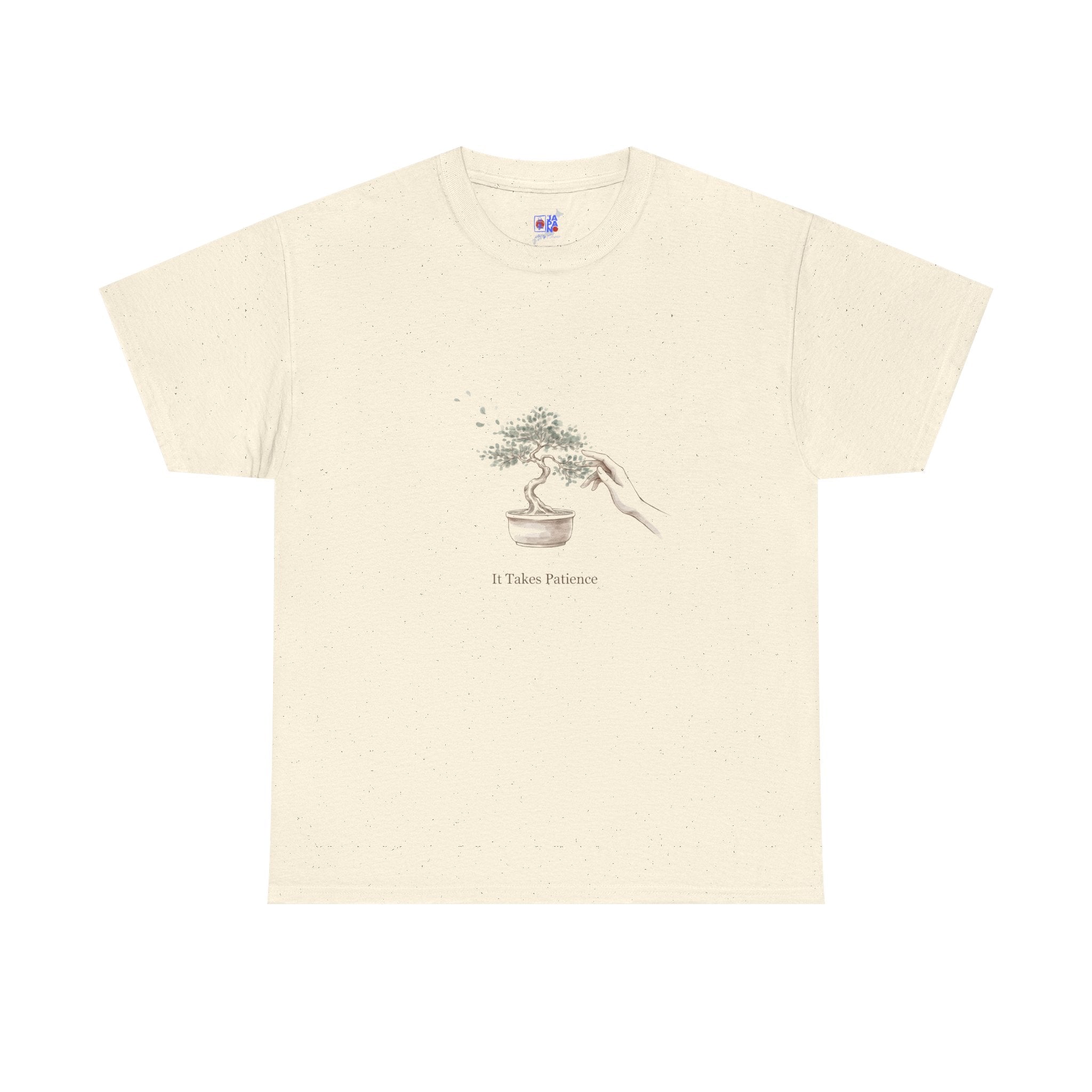 It Takes Patience Bonsai T-Shirt, Minimalist Japanese Ink Wash Tree Tee, Zen Gift for Plant Lovers, Mindfulness & Slow Living