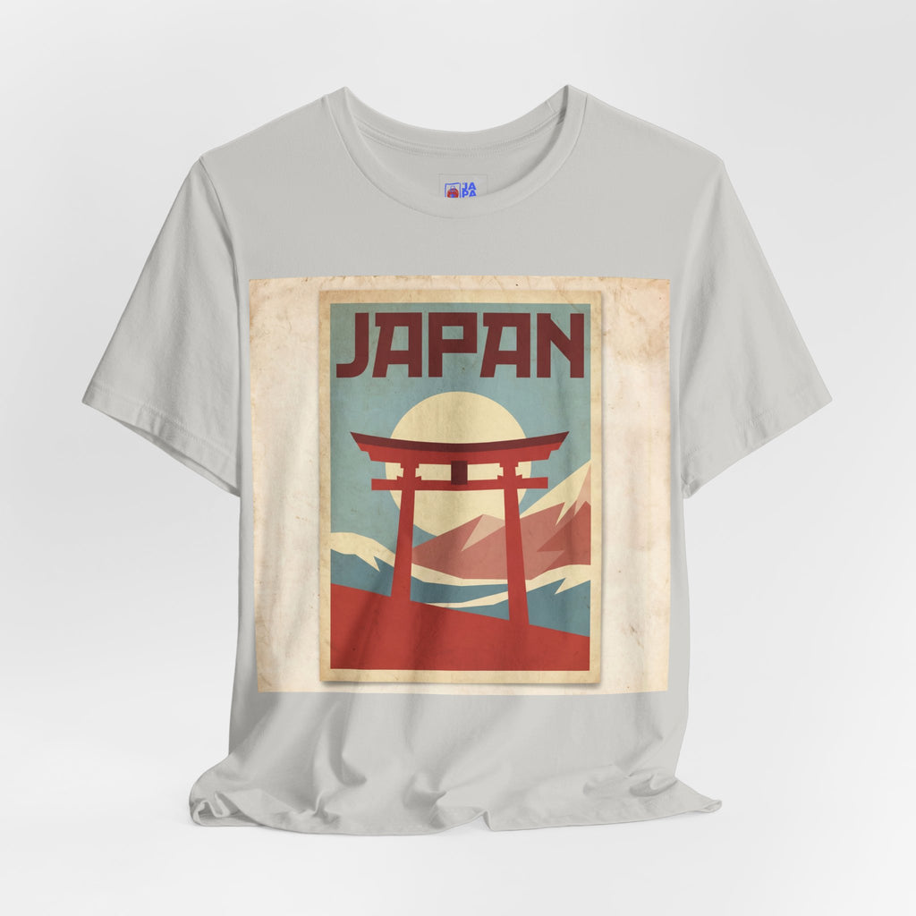 Japan Vintage Travel Poster T-Shirt — Torii Gate Sunrise Mountain Tee