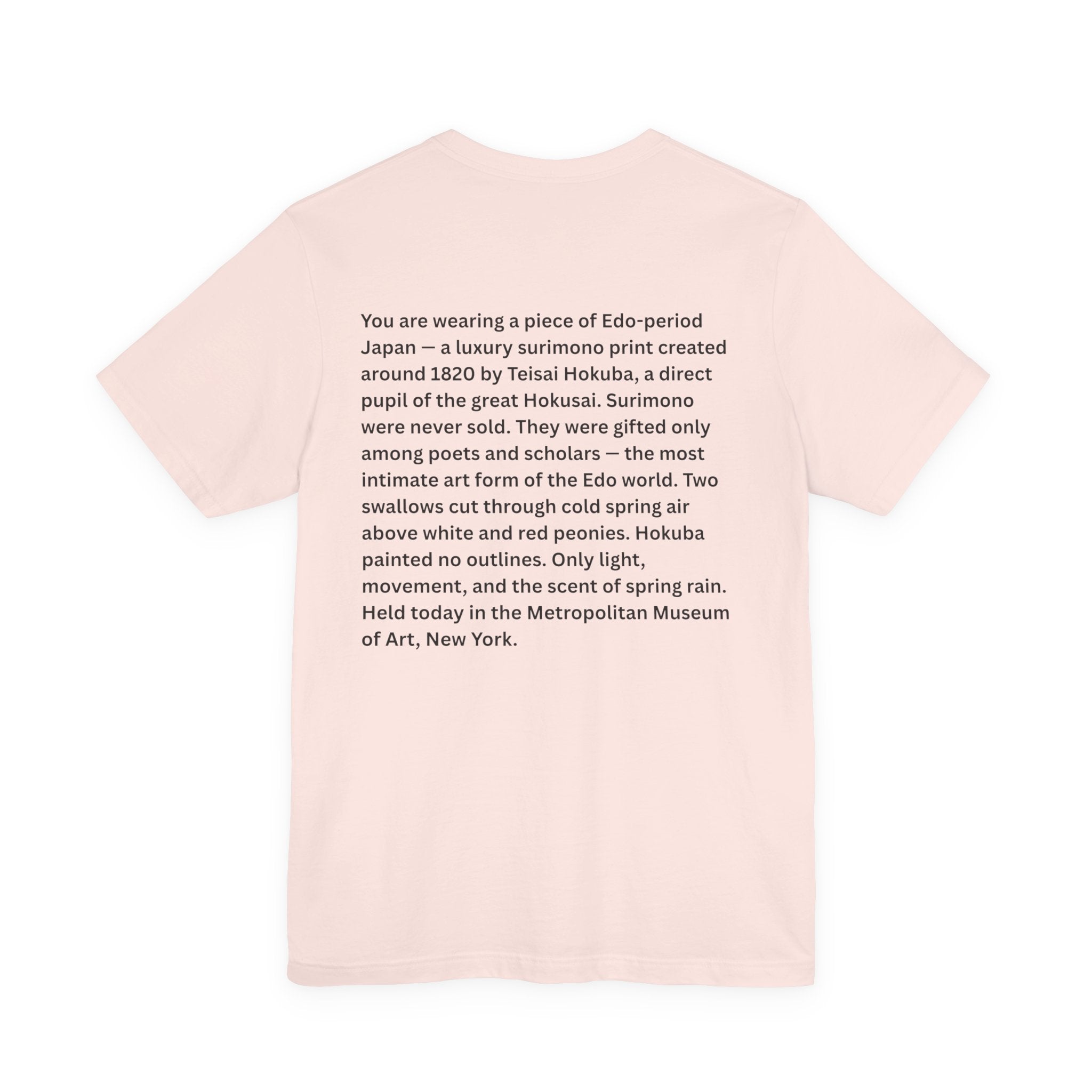 Teisai Hokuba "Swallows and Peonies" | Edo-period Surimono Art Tee (Light)