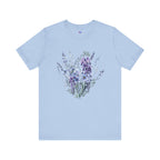 Japanese Wisteria and Forget-Me-Not T-Shirt | Fuji Wasurenagusa Dark Floral Tee | Japan Botanical Moonlit Garden Shirt