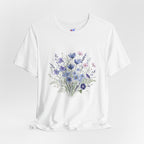 Japanese Autumn Garden Floral Tee — Kikyō, Cosmos & Morning Glory Bouquet