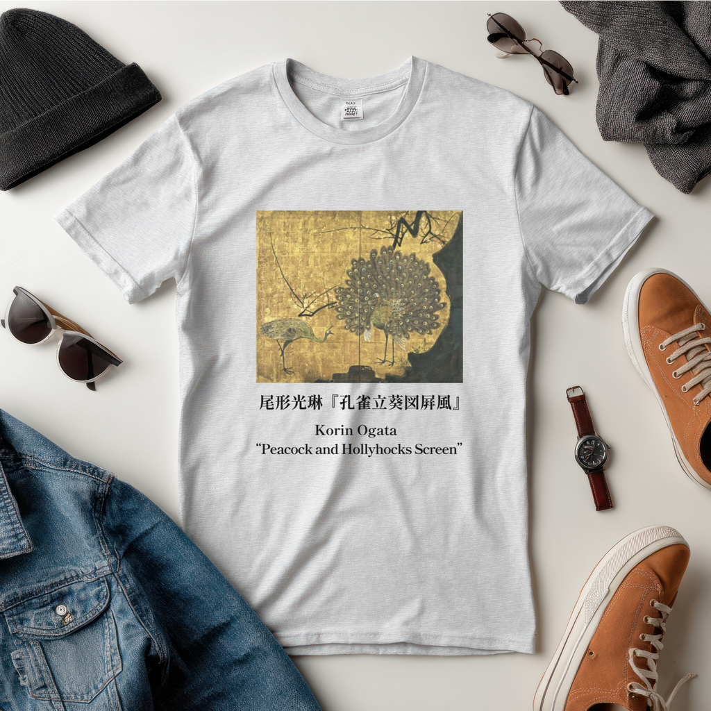 Korin Ogata "Peacock and Hollyhocks Screen", Japanese Art Museum T-Shirt