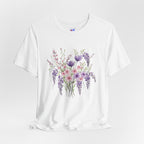 Japanese Wisteria and Sakura Bouquet T-Shirt | Fuji Cherry Blossom Dark Floral Tee | Japan Spring Flower Art Shirt