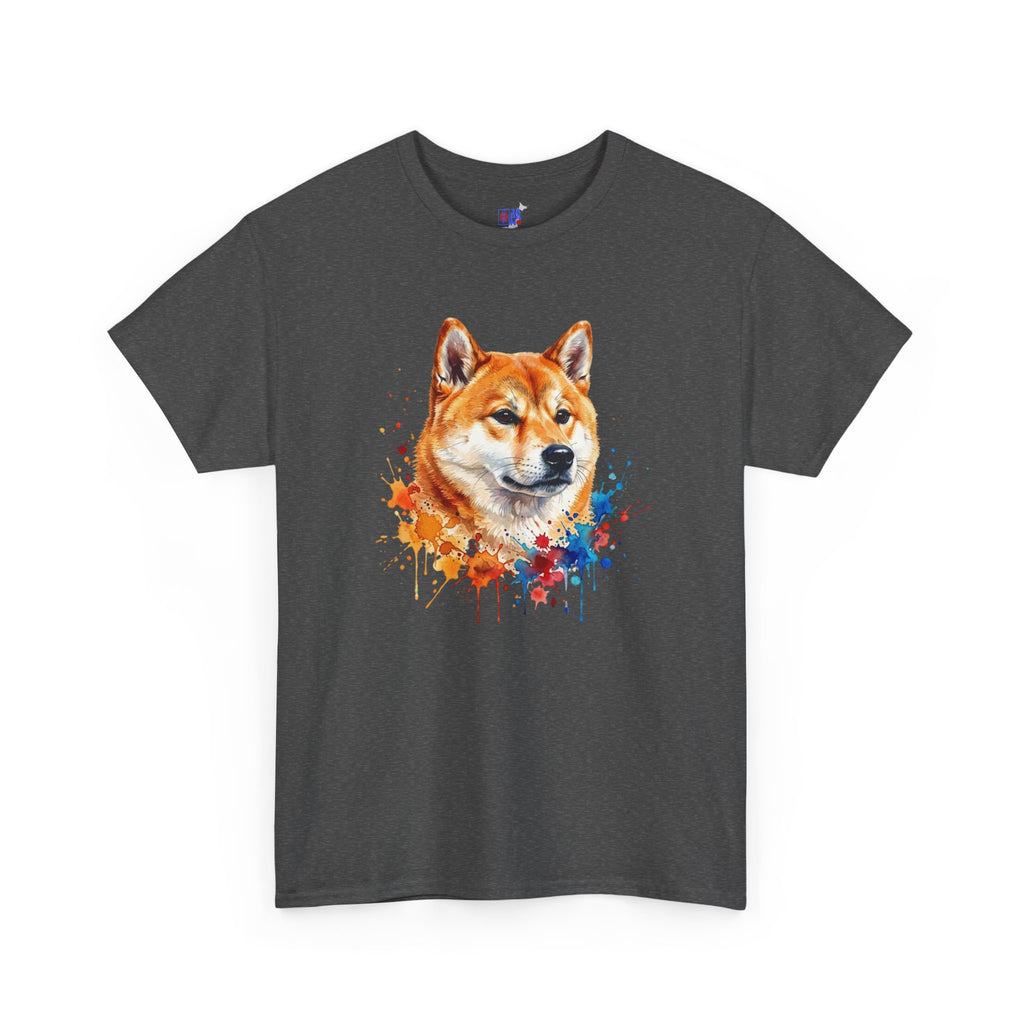 Shiba Inu Watercolor T-Shirt — Colorful Dog Portrait Tee