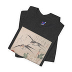 Teisai Hokuba "Swallows and Peonies" | Edo-period Surimono Art Tee (Dark)