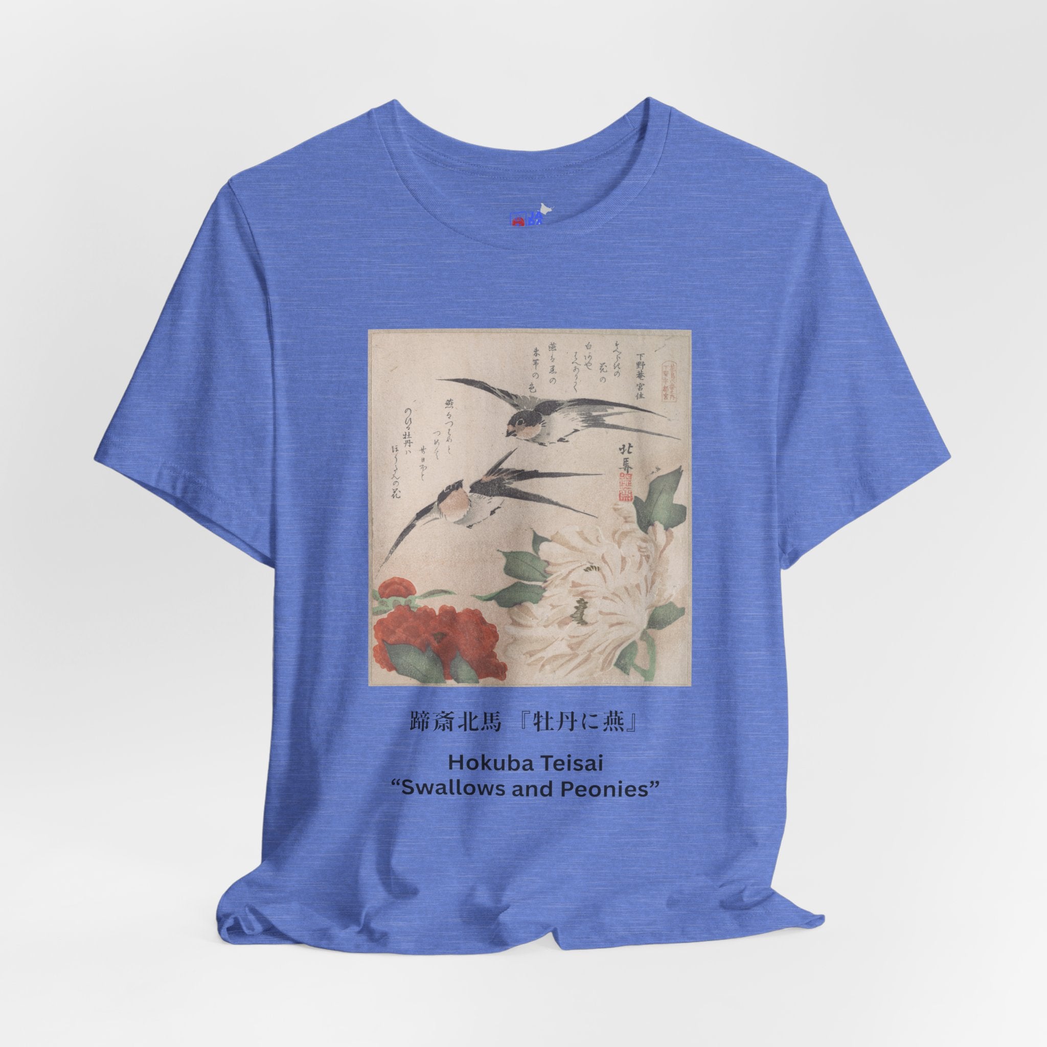 Teisai Hokuba "Swallows and Peonies" | Edo-period Surimono Art Tee (Light)