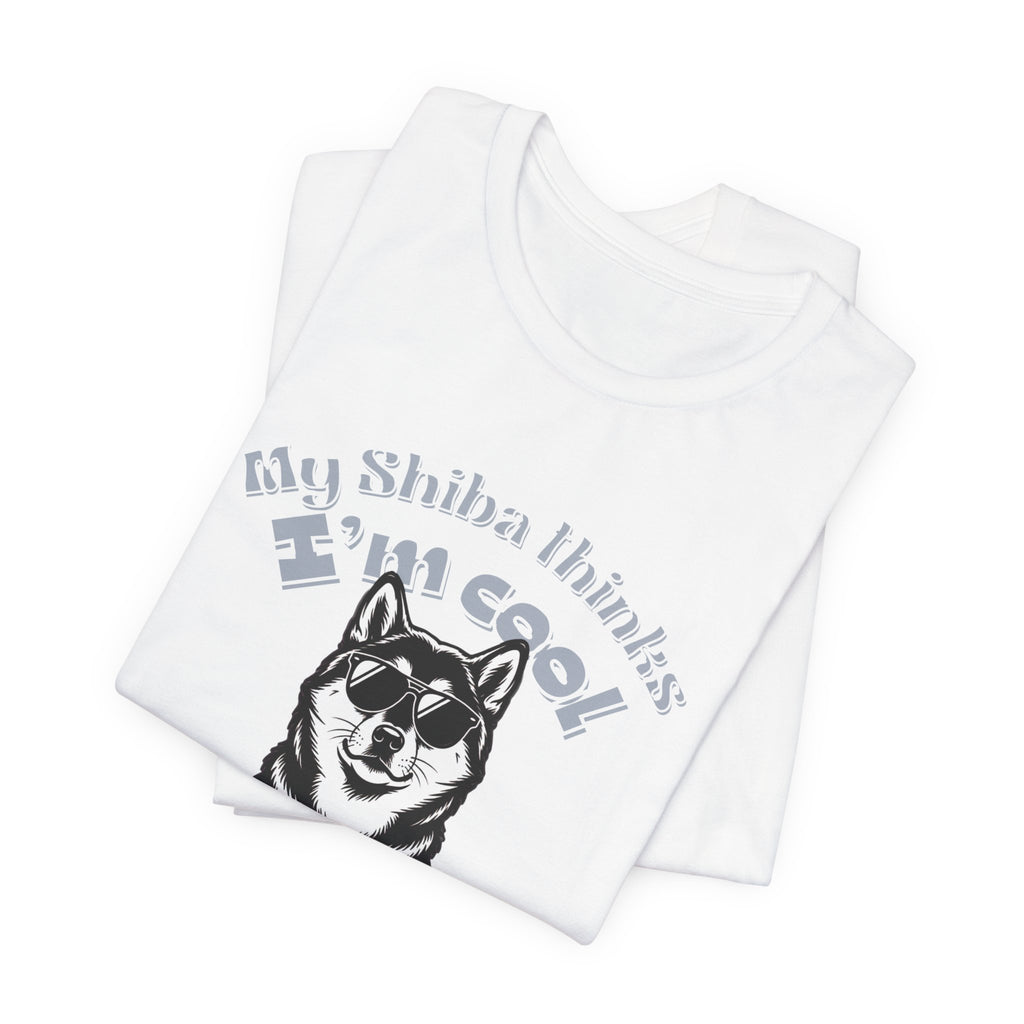 My Shiba Thinks I'm Cool, Shiba Inu Sunglasses Graphic Tee, Japanese Dog Lover Gift, Unisex T-Shirt