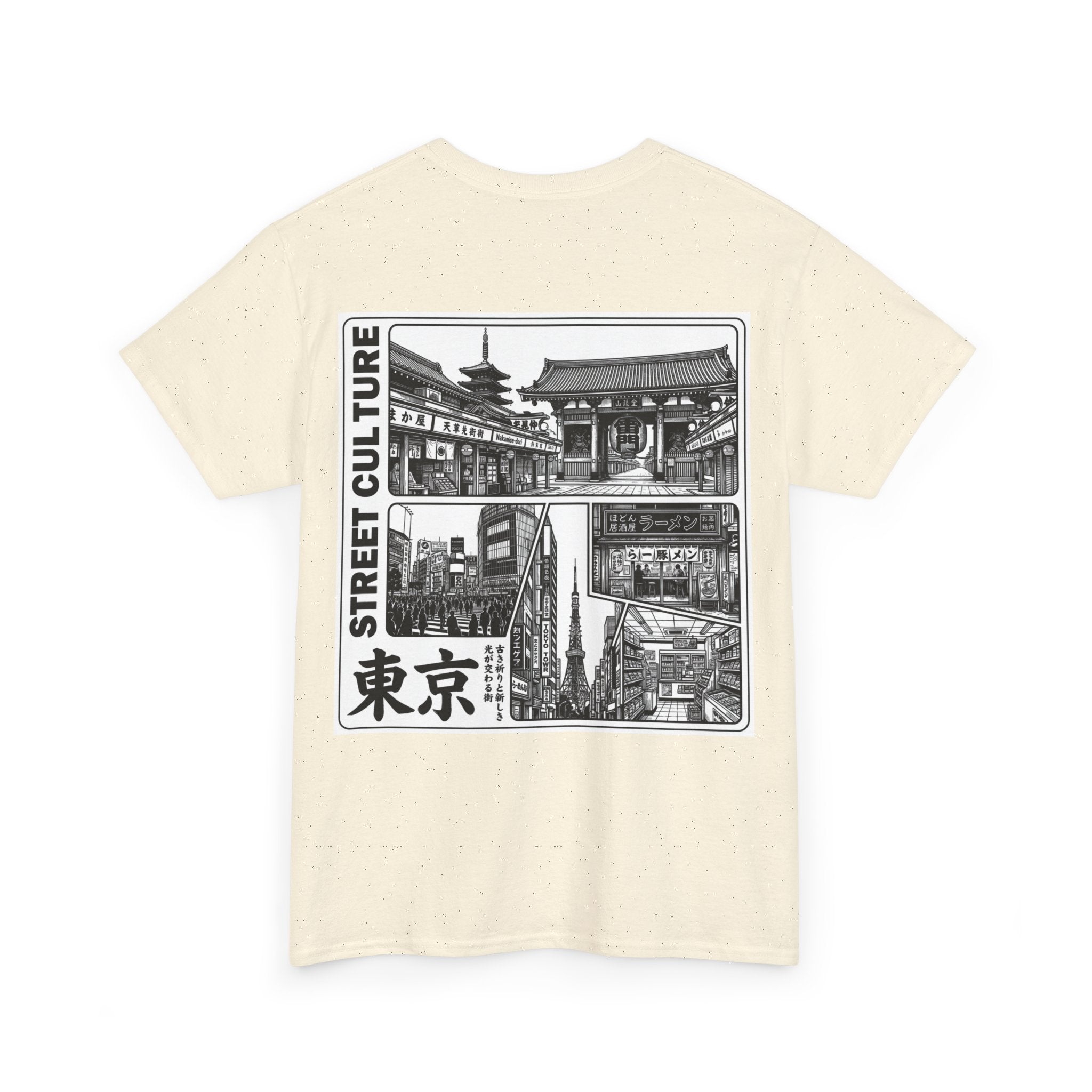 Tokyo Street Culture T-Shirt | 東京 Vintage Manga Front & Back Print | Japan City Series Tee