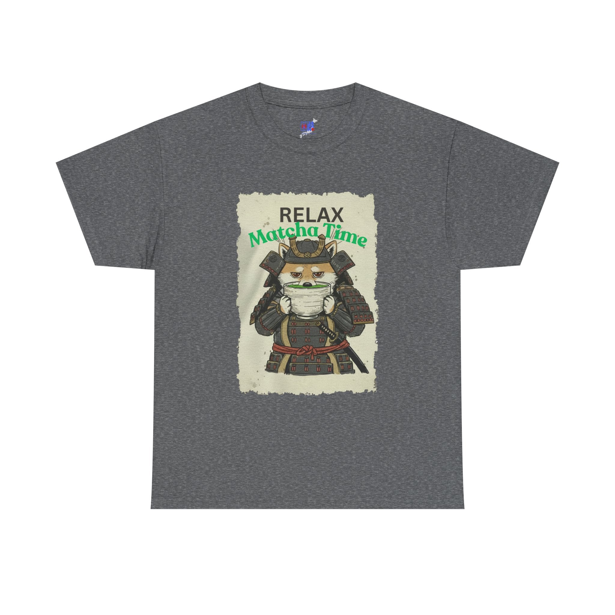 Samurai Shiba Inu Drinking Matcha Tee — Relax Matcha Time Graphic T-Shirt